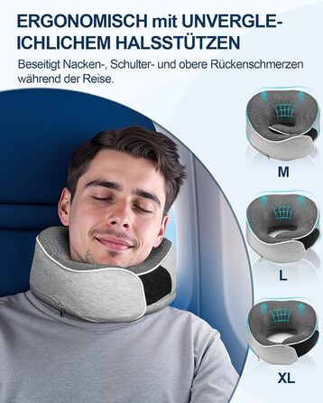 Подушка для шиї у подорожах: ортопедична, з memory foam, для дорослих та дітей, з маскою для сну та навушниками, якісний чохол