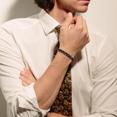 Чоловічий шкіряний браслет Casisto.J з нержавіючою сталлю, плетіння, гравіювання, скандинавський стиль, чорний/сріблястий/золотий, з магнітною застібкою, у подарунковій коробці