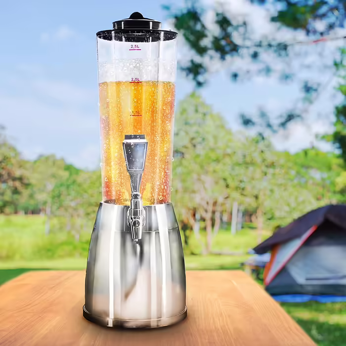 4.0L Beer Tower Tap Dispenser Draft Beer Tower Drinking Fountain Beverage Dispenser Beverage Tower with 1.3L Ice Cooling (1x Beer Tower Chrome)