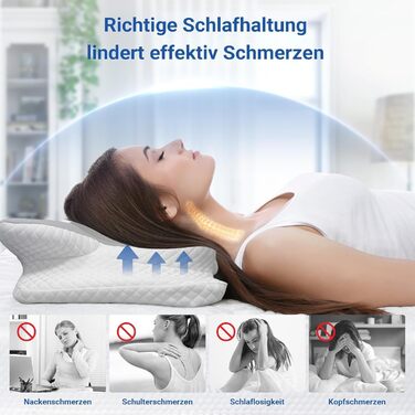 HotHands Memory Foam Pillow Ergonomic Orthopedic Pillow, Head Pillow for Side, Back, and Stomach Sleepers to Relieve Pain and Improve Sleep Quality, 62x41x13/11cm