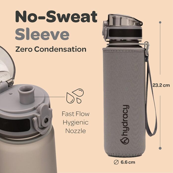 Пляшка для води Hydracy з соломинкою та міткою часу 2л - Сріблясто-сіра - BPA-free, спортивна, герметична, без конденсату