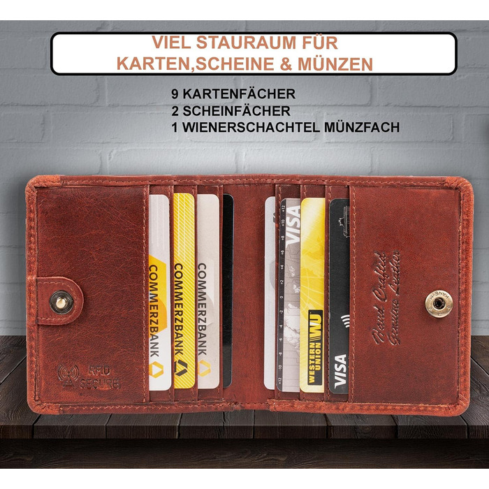 Матадор компактний шкіряний гаманець з RFID захистом для чоловіків і жінок, у подарунковій упаковці