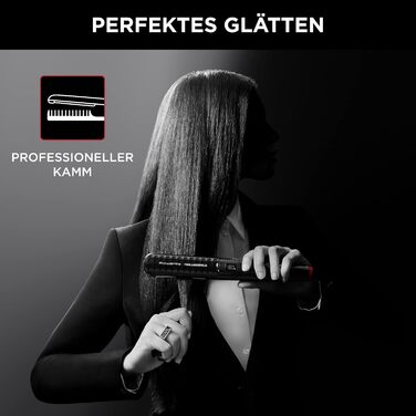Випрямляч для волосся Rowenta x Karl Lagerfeld SF467L K/Pro Stylist з кераміно-іонним покриттям, чорно-червоний