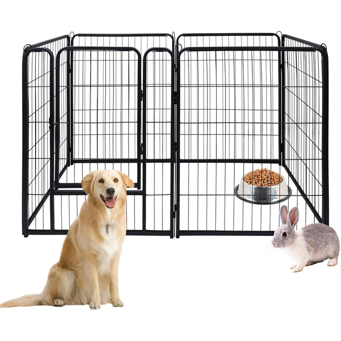 Вольєр для цуценят/собак Freigehege, складаний, 6 секцій, 65x80 см, чорний (6 шт.)