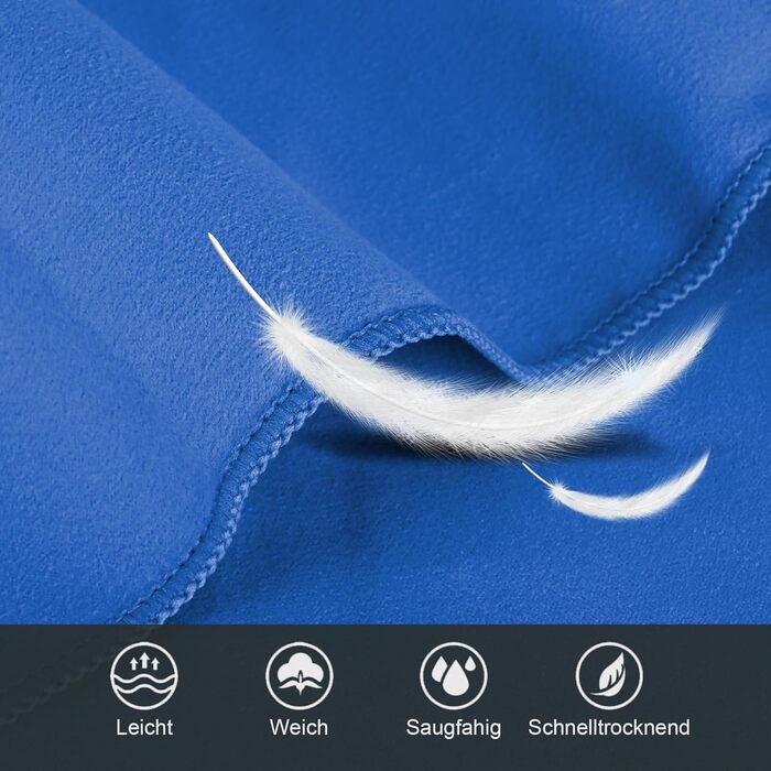 Набір з 3-х рушників з мікрофібри (великий 160x80 см та 2 маленькі 80x40 см), швидковисихаючі, для фітнесу та спорту, для пляжу, ванни, спорту та подорожей (Королівський синій)