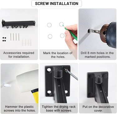 Настінна сушарка для білизни 120 см, висувна, складна, з вішалкою та 18 гачками для балкона, ванної кімнати, спальні, білого кольору