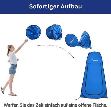 WofWise Portable Pop-Up Shower Toilet Tent - Outdoor Privacy Shelter for Camping, Hiking, Beach & Travel (Blue, XL)