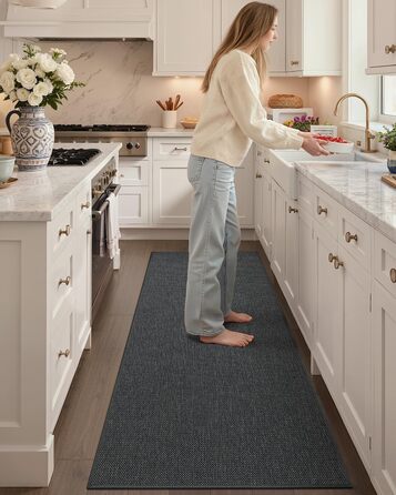 Килимок кухонний неслизький, 61x183 см, сірий, 4 мм, для кухні, перед пральною машиною, коридору