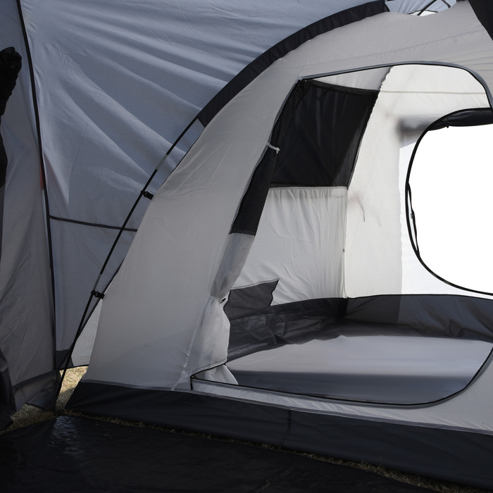 Outsunny 5-Person Tent - Tunnel Tent with Bedroom, Carry Bag, 2000mm Water Column, Mesh Windows, Grey | Aosom