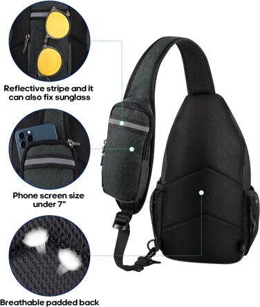 Сумка на плече WATERFLY Sling Rucksack для чоловіків і жінок, регульований ремінь, для прогулянок та подорожей