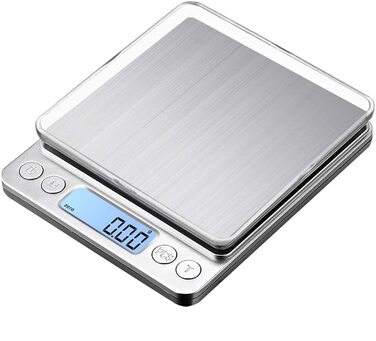 Кухонні ваги 3000г з LCD-дисплеєм та функцією тарування, для їжі та ювелірних виробів, з нержавіючої сталі