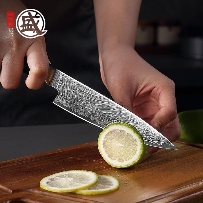 Кухонний ніж для шеф-кухаря MITSUMOTO SAKARI Gyuto, порошковий сталь VG-Pro, чорна ручка, 14 см, Японія