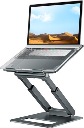 Adjustable Laptop Stand for Desk - Telescoping Design, Ergonomic Riser for 10-17 inch Laptops (Gray)