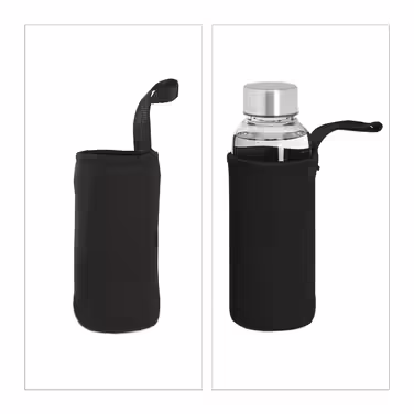 Relaxdays Glass Water Bottle with Cover