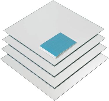 Дзеркальні плитки для стін: набір з 4 шт, скло, 30x30 см, самоклеючі