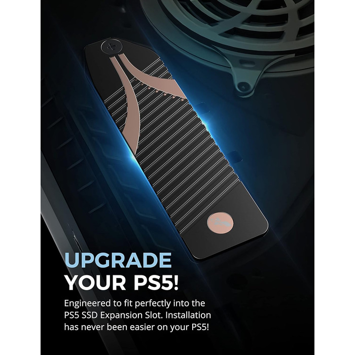 Радіатор охолодження Sabrent M.2 SSD NVMe з алюмінію з термопадом, HeatPipe, сумісний з PC, Desktop, PS5