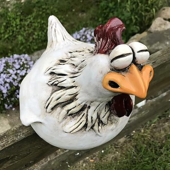 D-Rings Chicken Ceramic Garden Decoration, Chicken Decoration, Garden Statues, Outdoor Decoration, Ornament, Garden Statue, Decorative Garden Figure, Chicken Garden Stake, Backyard for Outdoors