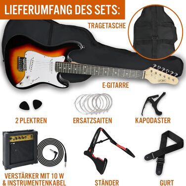 Електрогітара 3/4 розміру 3rd Avenue XF Ultimate Kit з підсилювачем 10W, тюнером, кабелем, стійкою, чохлом, ременем, запасними струнами, медіаторами та каподастром - початковий набір