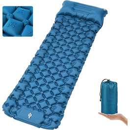 NHOWIN Self-Inflating Camping Mat - 9cm Thick, with Foot Pump & Pillow - Portable Ultralight Sleeping Pad for Hiking & Backpacking