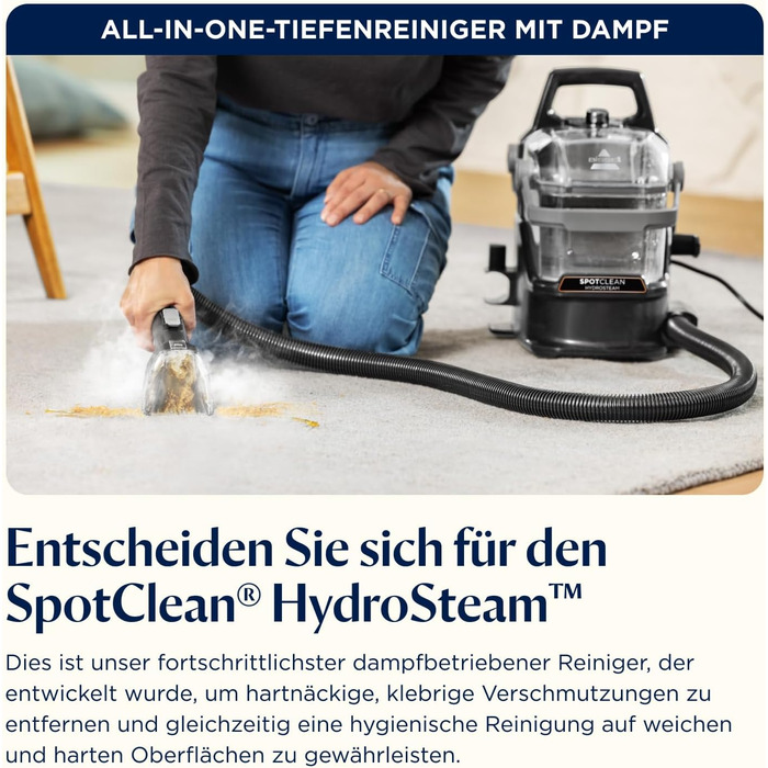 БІССЕЛ SpotClean HydroSteam: пароочисник для килимів та м'яких меблів, потужний 1000W, 3689N (новинка)