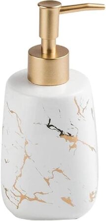 Керамічний дозатор для мила FülleMore 350 мл, наповнюваний, золото, мармур, для кухні та ванної кімнати
