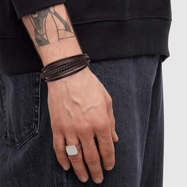 Чоловічий шкіряний браслет Casisto.J з нержавіючою сталлю, гравіювання, чорний, плетений, з магнітною застібкою, 18 см, коричневий, індивідуальний дизайн