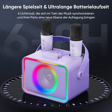 Караоке Машина з 2 Мікрофонами: Портативна Bluetooth Колонка для Караоке з Мікрофонами - Ідеальний Подарунок для Дорослів та Дітей