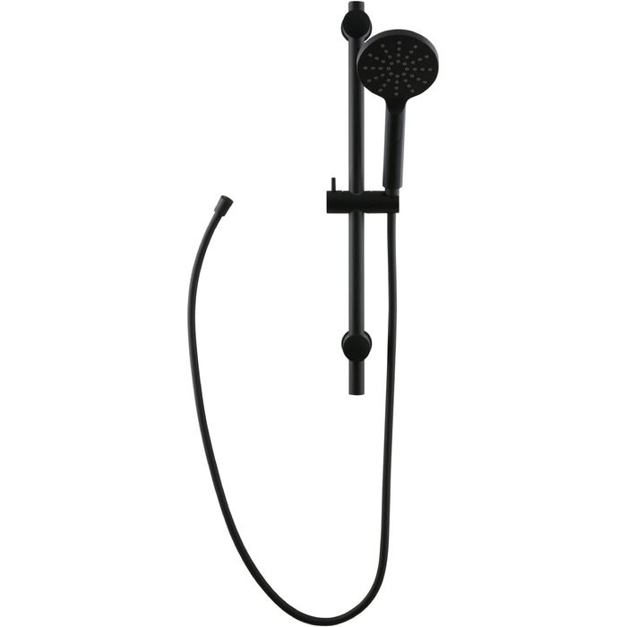 aquaSu® Shower Set Acana | Black | Showerhead: 3 Spray Patterns, Pattern Change via Button & 12 cm Spray Plate | 150 cm Metal Shower Hose | 60 cm Shower Rod | Slider | Anti-limescale Nozzles | 72288 9