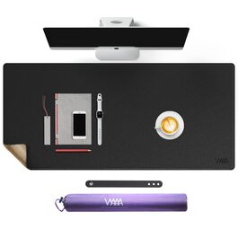 Підкладка на стіл Vyaaa 110x50 см з PU шкіри та корка, килимок для миші та ноутбука для офісу та дому (Чорний)