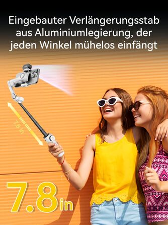 Стабілізатор для iPhone та Android з 3-осьовою стабілізацією та OLED-дисплеєм, 7.8