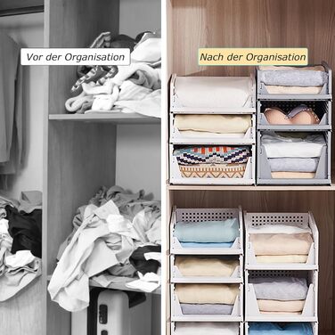 Closet Organizer 3-Piece Set, Foldable Storage Box, Organization System for Drawers, Lockers, and Closets (White)
