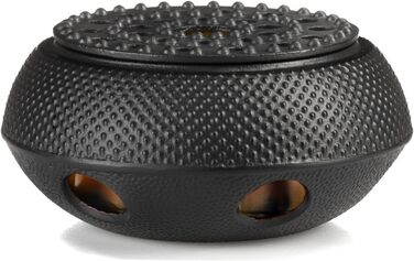 Cast iron tea warmer with textured surface