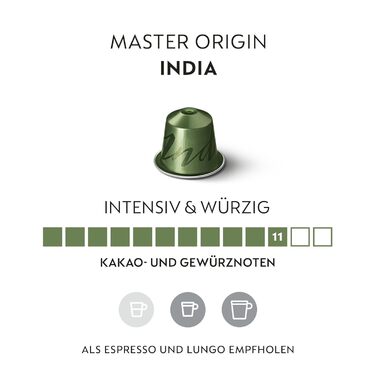 Кава Nespresso Original India: суміш Arabica та Robusta, темне обсмаження, 100 капсул