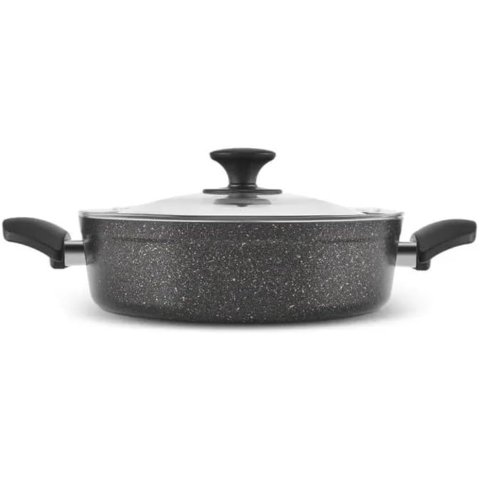 Набір кухонного посуду Karaca Biogranit Blackgold 12 предметів | Покриття з антипригарним ефектом | Стійкий до подряпин | Здоровий та екологічний | Енергоефективний | Елегантний дизайн | Легко миється (Чорний/Золотистий)