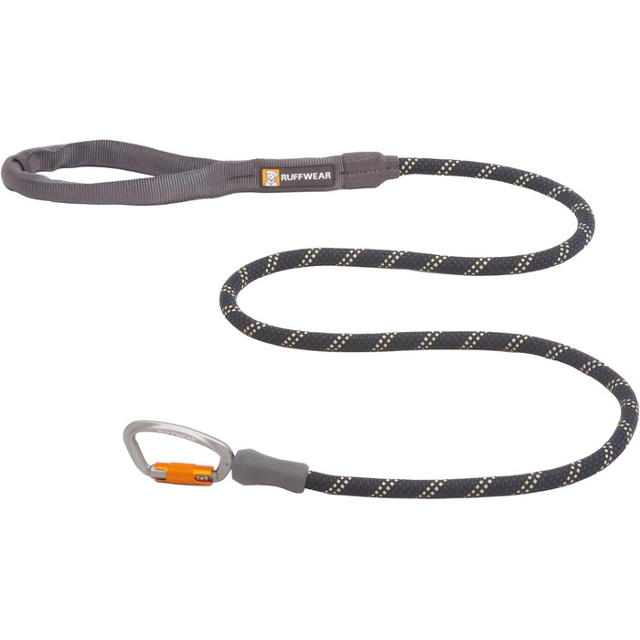 RUFFWEAR Knot-a-Leash, reflective rope dog leash with carabiner clip, length: 1.5 m, strength: 7 mm, Obsidian Black
