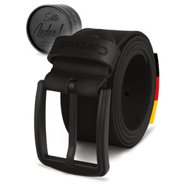 Чоловічий шкіряний ремінь чорного кольору 40 мм, Made in Germany, подарункова коробка, чорна пряжка, матеріал - шкіра, ширина 40 мм, розмір 110