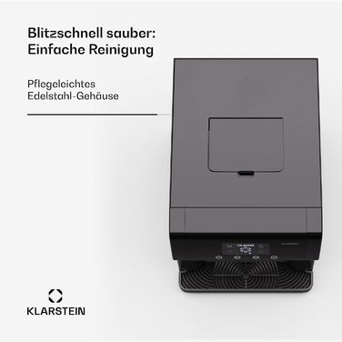 Машина для приготування льоду Klarstein Eiswürfelmaschine Klein, 3L, чорна. Виробляє до 15 кг льоду за 24 години, 3 розміри кубиків льоду. Легке очищення.