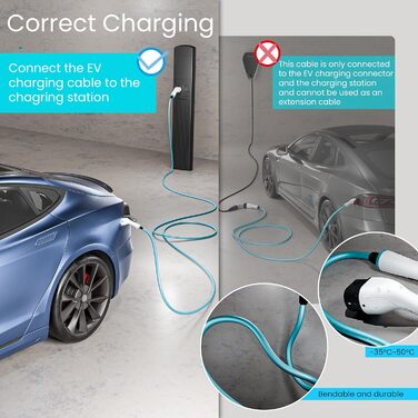 Кабель для зарядки електромобілів 22kW 32A Typ 2 (8м) | IP55 | для електромобілів та гібридів