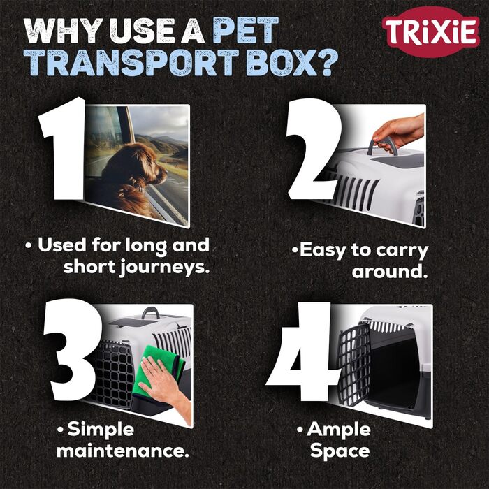 Транспортний бокс TRIXIE Capri 3 (S) – 40x38x61 см, сірий. Переноска для собак до 12 кг з металевою дверцятами та зручним ґратчастим верхом. 39831, темно-сірий/світло-сірий