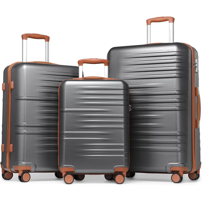 Валіза British Traveller: міцний ABS+PC, розмір 54x36.5x21.5 см, колір білий (сірий, SET)