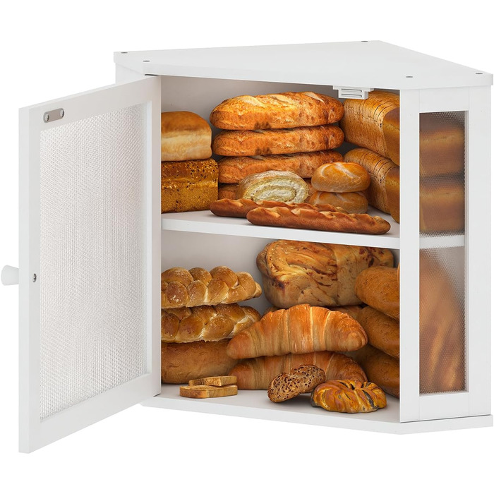 Бамбукова хлебниця для кухонного столу, контейнер для домашнього хліба, двоярусна, велика (білий, середній)