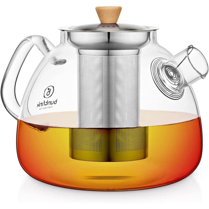 Скляний чайник Buntfink 'TeaPot' з ситечком із нержавіючої сталі, боросиликатне скло, 1.5 л