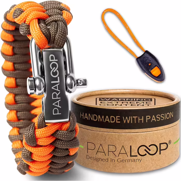Paraloop® Paracord Armband for Men and Women + Pendant with Signal Whistle - Emergency Rope - Survival Kit - Stainless Steel Clasp - with Gift Box Cliffhanger (The Original)