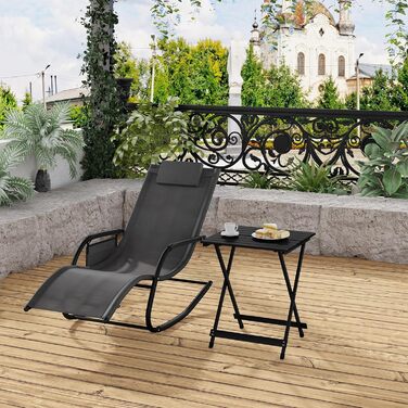 Складний алюмінієвий стіл WOLTU для кемпінгу, саду, балкону та тераси 50.5x59.5x47 см, чорний