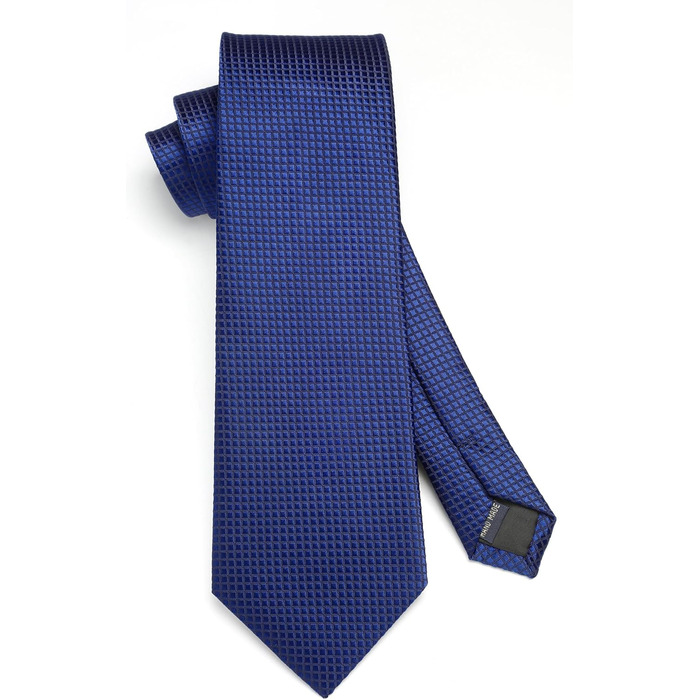 HISDERN Комплект краватки та нагрудного хустинки для чоловіків: синьо-морська в клітинку, елегантний, класичний