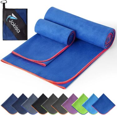 Набір з 2 рушників з мікрофібри (180x90см + 100x50см), швидковисихаючі, без піску, для пляжу, спорту, фітнесу, кемпінгу, темно-сірий - зелений (королівський синій - червоний)