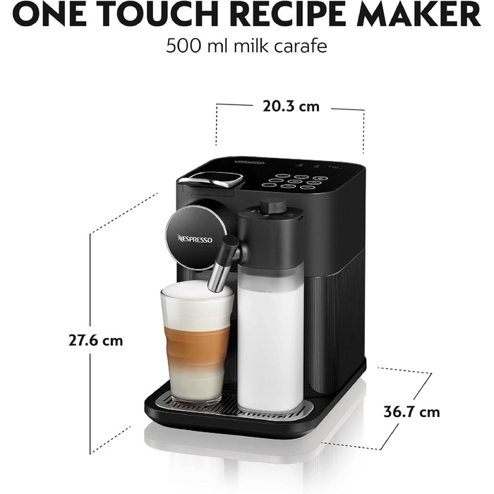 Nespresso De'Longhi Gran Lattissima EN650.B Coffee Capsule Machine with Automatic Milk System, 9 Direct Select Buttons, 1 L Water Tank, 25 Sec. Heating Time, 19 bar Pump Pressure, Auto Shut-Off, Black. Previous Model