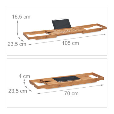 Relaxdays Bathtub Shelf with Black Organizer