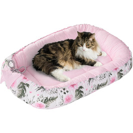 Килимок для кота та собаки Medi Partners 75x60x10 см: м'яке ліжко-гніздо з зірками (рожевий)