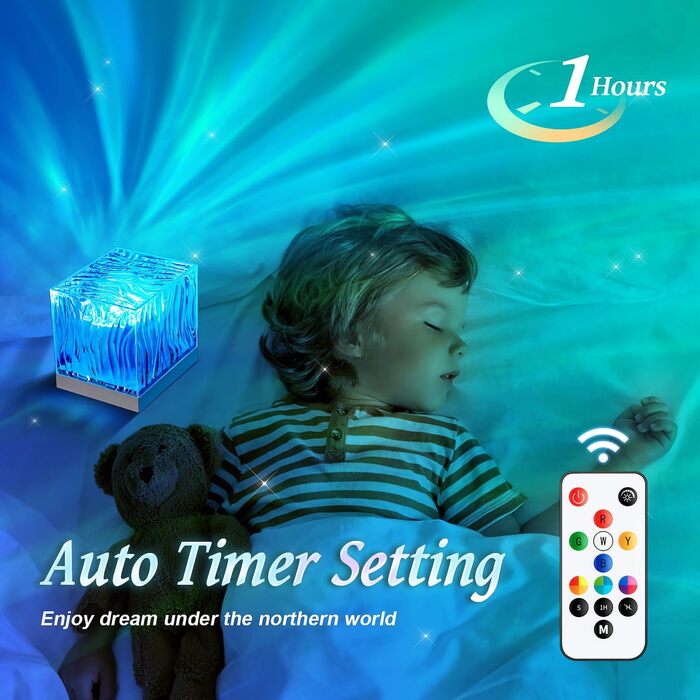 LED Star Projector, Northern Lights Lamp with 18 Lighting Effects, Night Light Sleep Aids, 15 Sound Machine, Northern Lights Lamp with Remote Control, Timer, Star Projector for Kids and Adults, Party & Decoration (White)